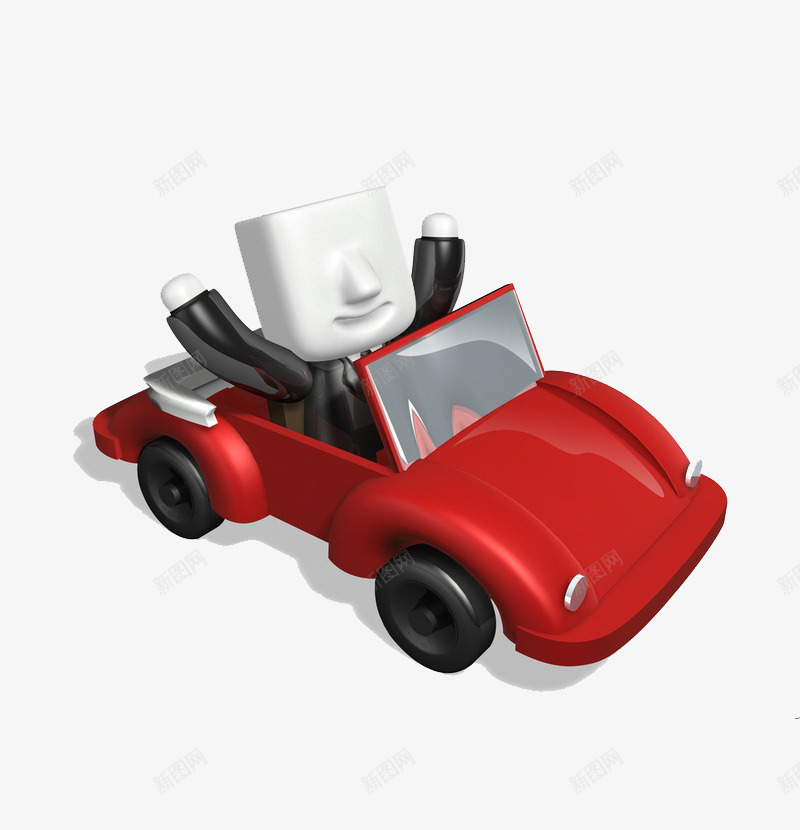 3D小人坐车png免抠素材_新图网 https://ixintu.com 3D 模型 豪车 质感