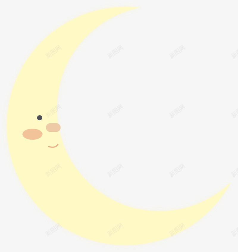 黄色微笑可爱月亮png免抠素材_新图网 https://ixintu.com 儿童节 六一节 图案 夜空 天空 弯月 装饰图案 黄色月亮