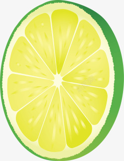 手绘绿色柠檬片素材