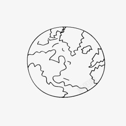 简单简易风格黑白线条地球图案素材