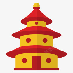 中国寺庙建筑旅游景点元素矢量图素材