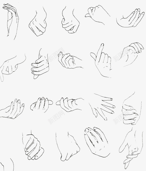 手绘手图标png_新图网 https://ixintu.com 各种手势 手势 手绘手 简笔画 黑白