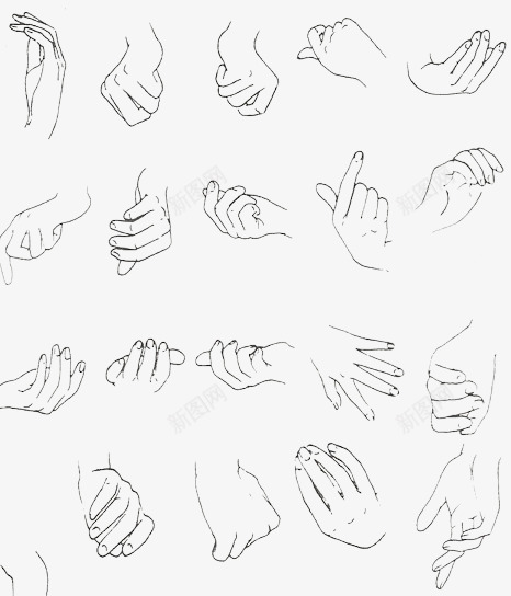 手绘手图标png_新图网 https://ixintu.com 各种手势 手势 手绘手 简笔画 黑白