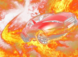 炫彩跑车火焰中的汽车高清图片