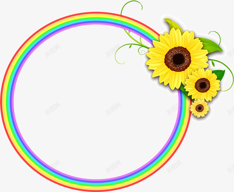 彩色圆圈边框花卉点缀png免抠素材_新图网 https://ixintu.com 圆圈 彩色 点缀 花卉 边框