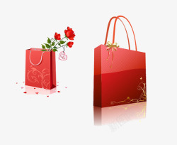 一袋子玫瑰花红色纸袋子高清图片