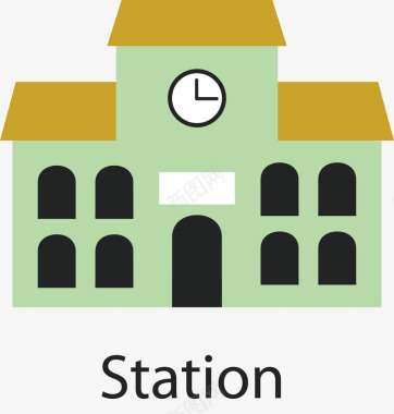 车站火车站的图标矢量图图标