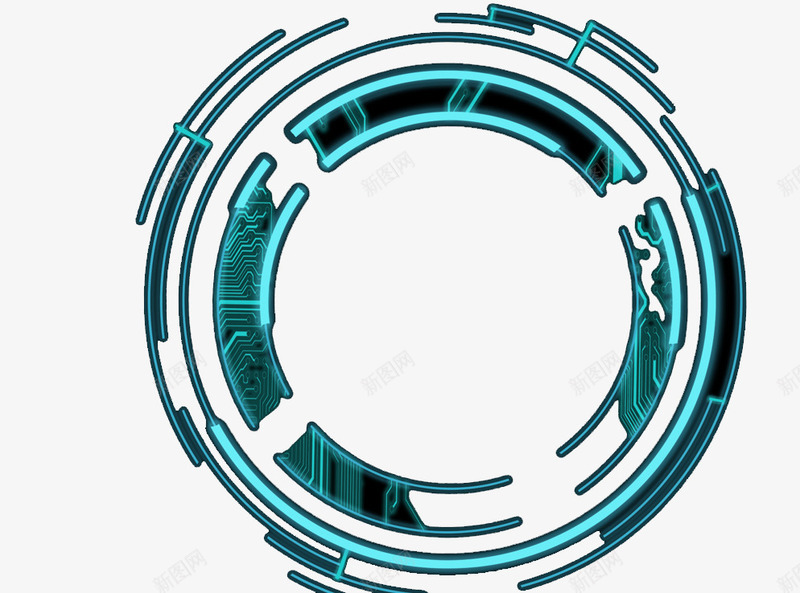 蓝绿色环形图案png免抠素材_新图网 https://ixintu.com 圆圈 环形 蓝绿色 装饰图案