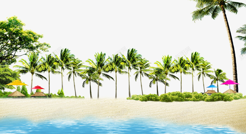 树木沙滩海洋背景png免抠素材_新图网 https://ixintu.com 旅游 椰子树 沙滩 海滩