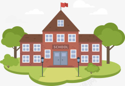 红色楼房学校建筑模型高清图片