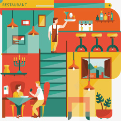 古风餐厅复古餐厅模型矢量图高清图片
