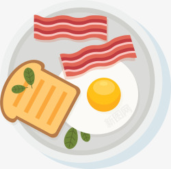 健康早餐鸡蛋培根矢量图素材
