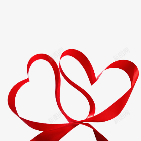 红色心型的丝带png免抠素材_新图网 https://ixintu.com 丝带 心型的 红丝绸 红色