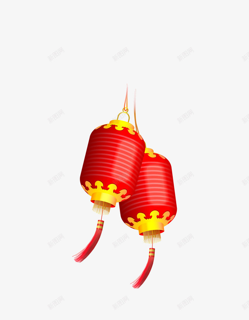 两个红色灯笼png免抠素材_新图网 https://ixintu.com 一对红色灯笼 中国风灯笼 大红灯笼 新年新春灯笼 椭圆形红灯笼