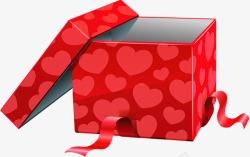 打开的红色爱心礼盒素材