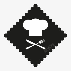 黑白餐盘西餐厅宣传用餐巾图标高清图片