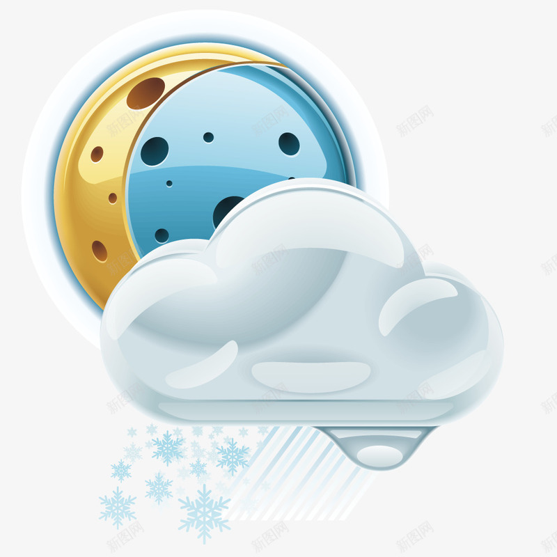 雨夹雪提示图标png_新图网 https://ixintu.com 形状 提示 模型 警告图标 雨雪天气