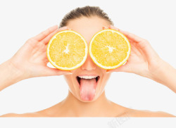 维c美白面膜女人拿着柠檬高清图片