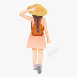 背包的女孩背包旅游小女孩背景装饰高清图片