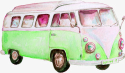 创意公交车卡通彩色拼接公交车高清图片