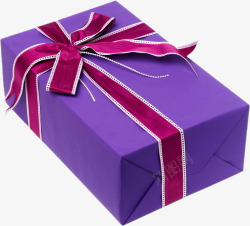 紫色卡通手绘礼盒情人节素材