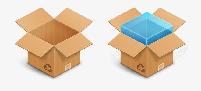 3D打开的纸箱子模型png免抠素材_新图网 https://ixintu.com 3D模型 打开的箱子 纸箱子