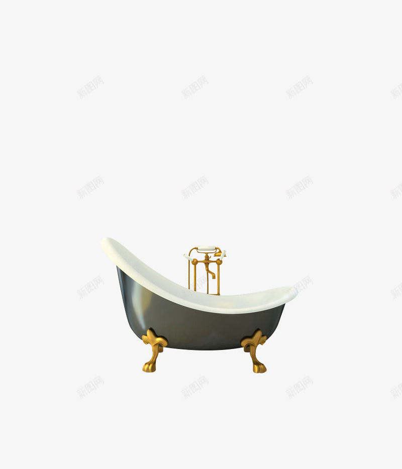 金色浴缸png免抠素材_新图网 https://ixintu.com 模型 洗浴 洗澡卫浴 浴缸