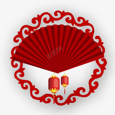 红色圆形舞扇节日图标图标