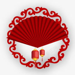 舞扇红色圆形舞扇节日图标高清图片