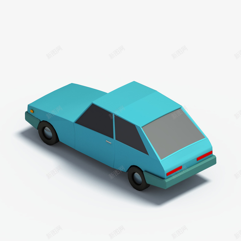 蓝色可爱小汽车模型png免抠素材_新图网 https://ixintu.com 仿真 创意 夸张 汽车 汽车模型 立体 等轴3D 高端 黑色玻璃