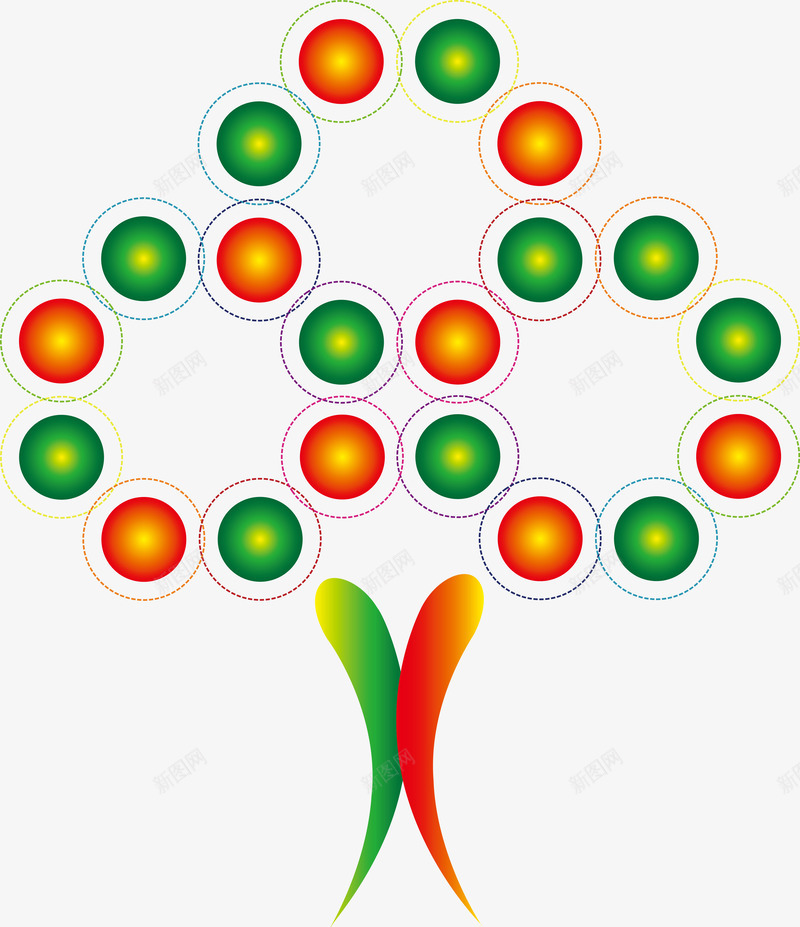 创意树木png免抠素材_新图网 https://ixintu.com 圆圈设计 彩色树 标志 海报 绿色环保