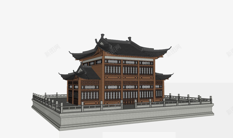 建筑模型png免抠素材_新图网 https://ixintu.com 古典 台子 屋檐 戏台 楼阁