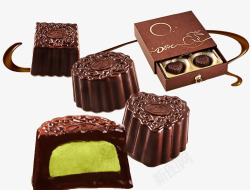 咖啡色点状礼盒巧克力月饼高清图片