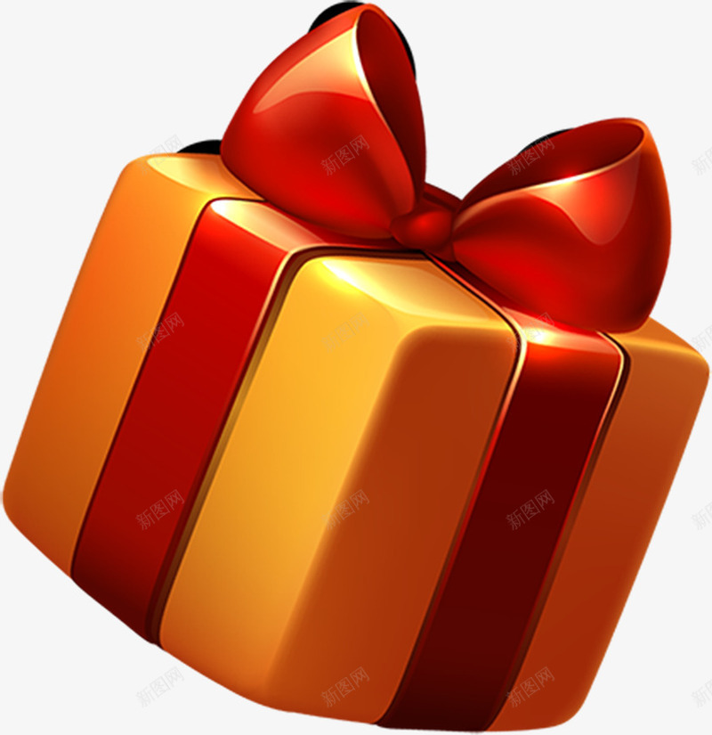 橙色礼盒圣诞节海报png免抠素材_新图网 https://ixintu.com 圣诞节 橙色 海报 礼盒
