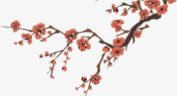 红色古典艺术梅花树枝素材