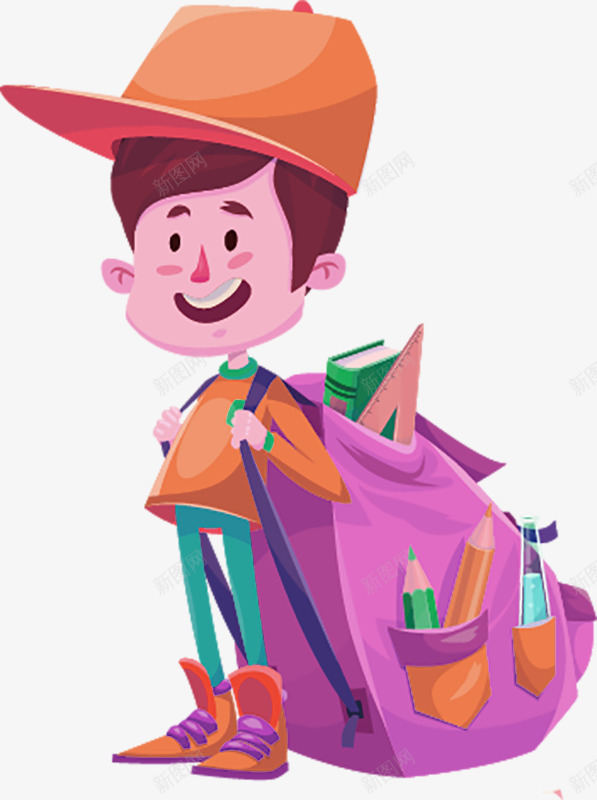 背着书包的小孩png免抠素材_新图网 https://ixintu.com 儿童 学习 教育 装饰