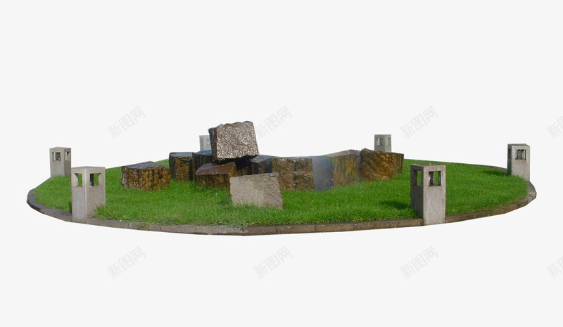 石头围绕着草地png免抠素材_新图网 https://ixintu.com 垃圾桶 植物 祭坛 花坛
