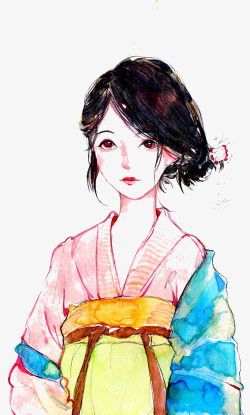 手绘日本美少女素材