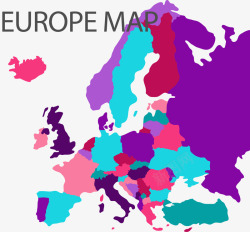 粉紫色欧洲地形图矢量图素材