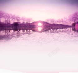 紫色远景桥墩七夕素材