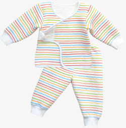 条纹保暖内衣婴儿长袖彩色条纹全棉保暖内衣套高清图片
