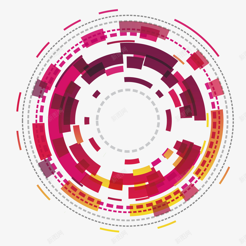 抽象炫彩圆形png免抠素材_新图网 https://ixintu.com 圆形 圆环 抽象 炫彩 科技