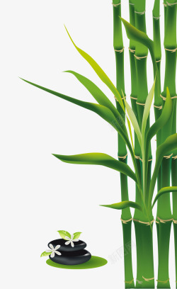 绿色旗子手绘竹子高清图片