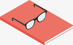 红色立体眼镜书本素材