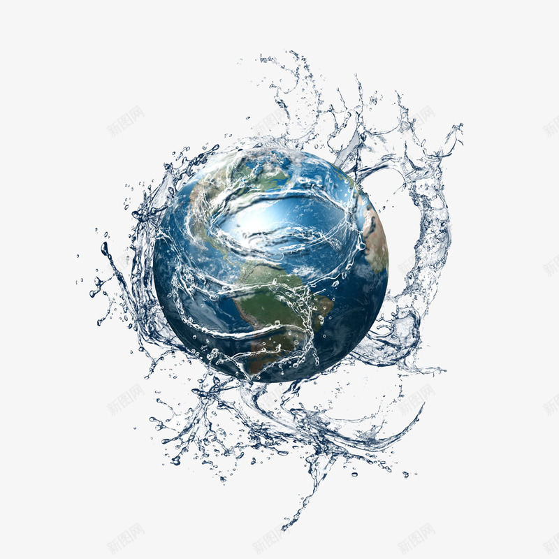 被水围绕的地球png免抠素材_新图网 https://ixintu.com 公益 创意 地球 水 水珠