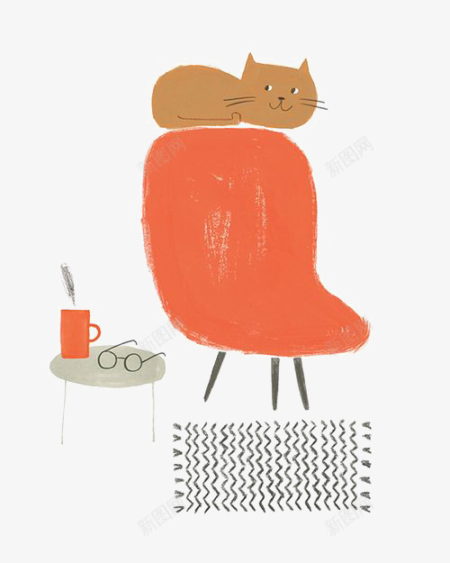 趴在椅子上的猫png免抠素材_新图网 https://ixintu.com 卡通 坐位 坐席 座位 手绘 抽象 插画 沙发 猫咪