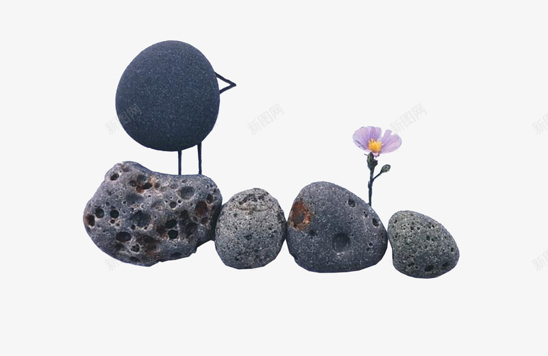 装饰创意石头png免抠素材_新图网 https://ixintu.com 产品实物 创意 小花 装饰 鹅卵石