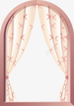 粉色窗台温馨窗帘高清图片