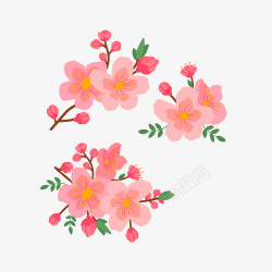 腊梅花朵水墨粉色腊梅花朵矢量图高清图片