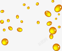水珠质感手绘黄色水珠矢量图高清图片
